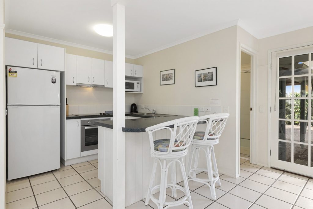 Coral Beach Noosa Resort townhouses have full kitchens